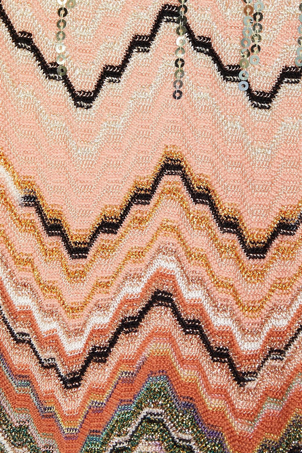 MISSONI Mini-Strickkleid in Häkeloptik mit Metallic-Effekt und Pailletten