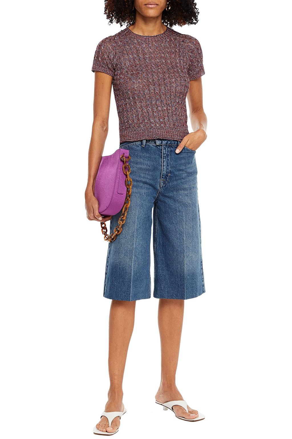 MISSONI Cropped metallic cable-knot top