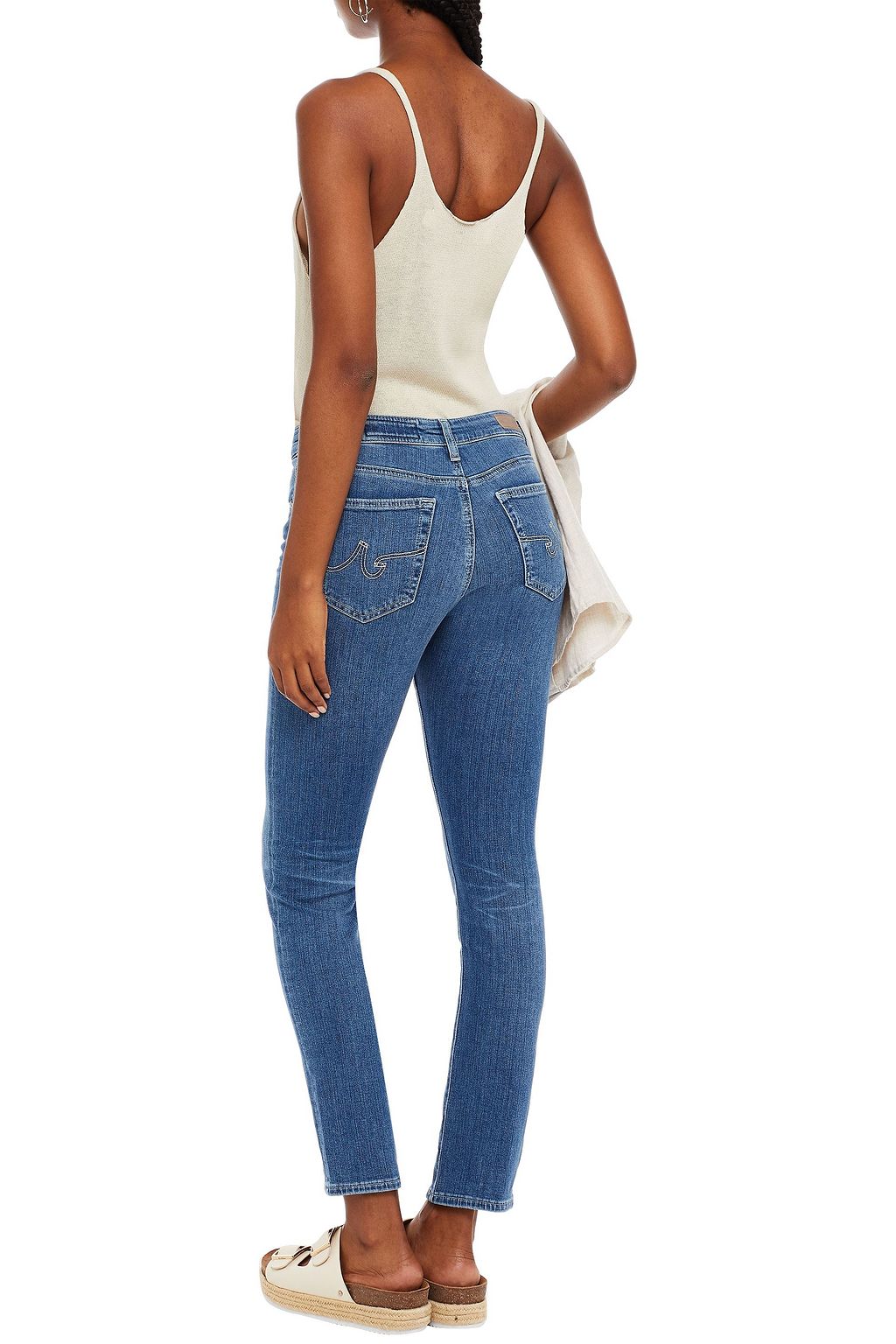 AG JEANS Faded mid-rise skinny jeans