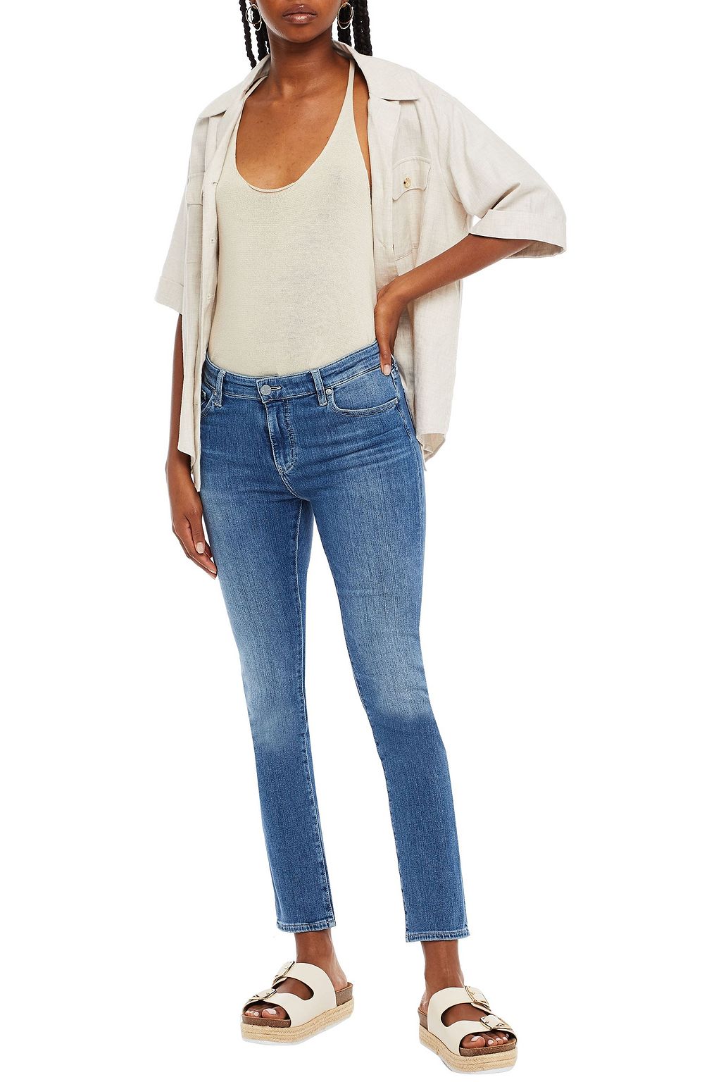 AG JEANS Faded mid-rise skinny jeans