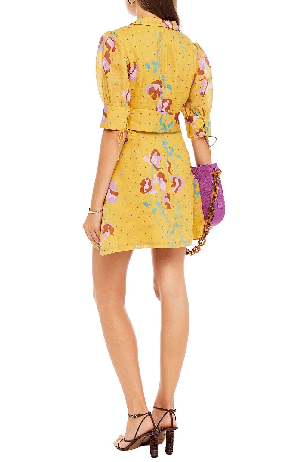 ANTIK BATIK Ossie pintucked printed ramie-gauze mini dress