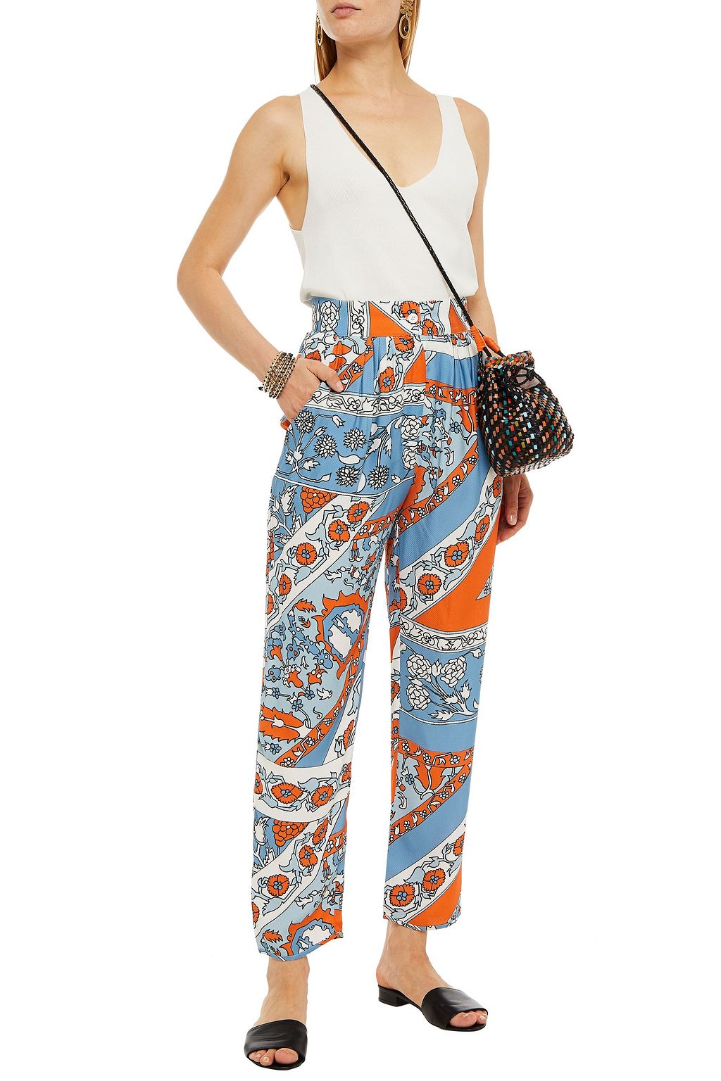 ANTIK BATIK Leandra printed twill straight-leg pants