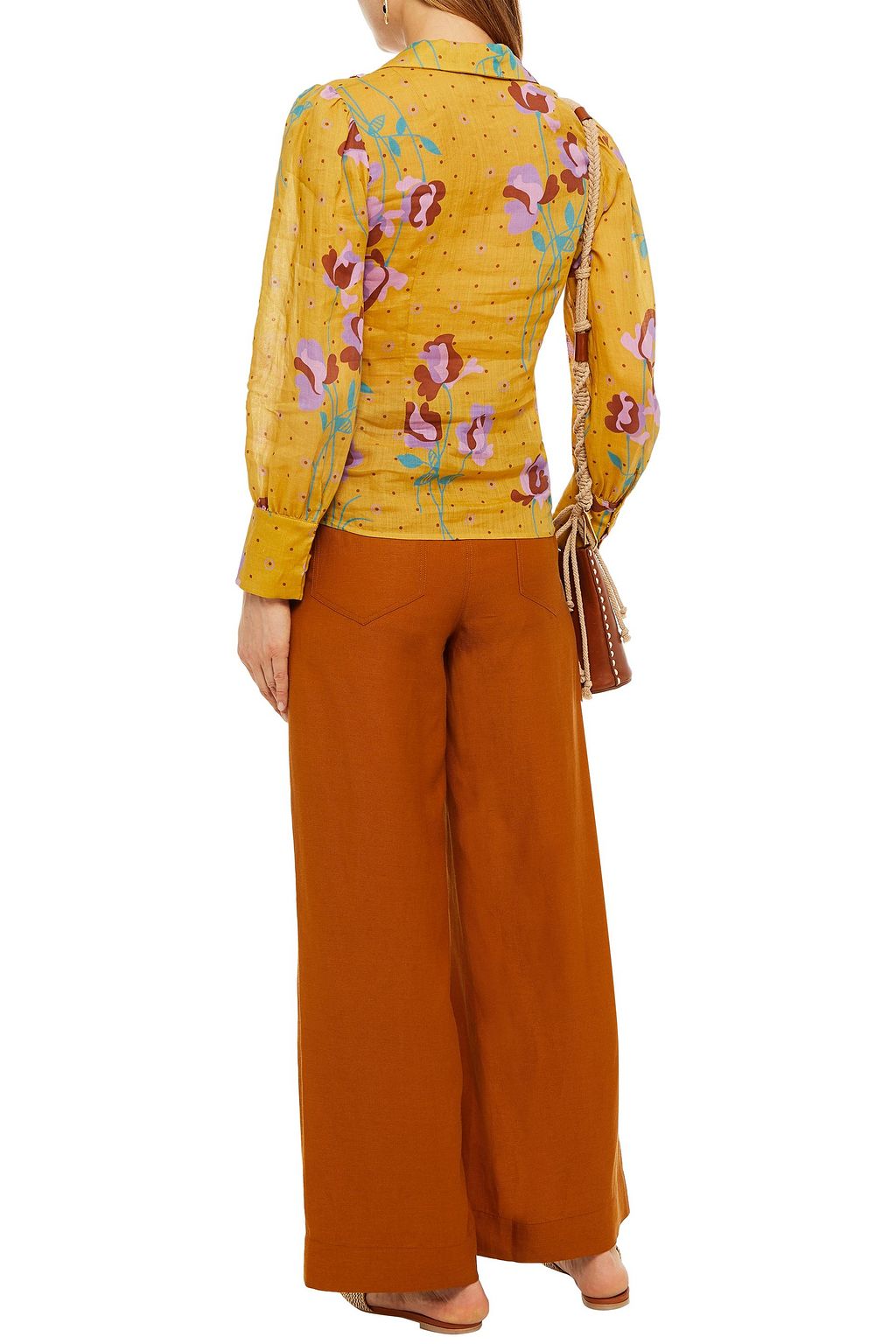 ANTIK BATIK Ossie pintucked printed ramie-gauze shirt