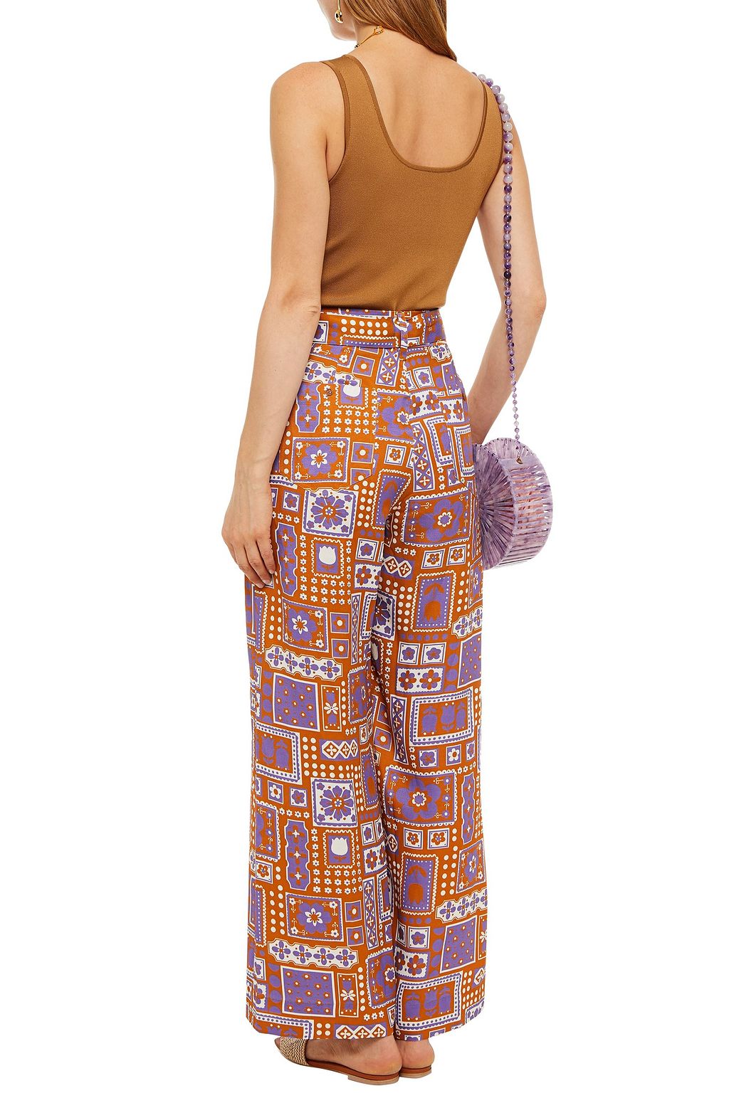 ANTIK BATIK Honoka belted printed canvas wide-leg pants