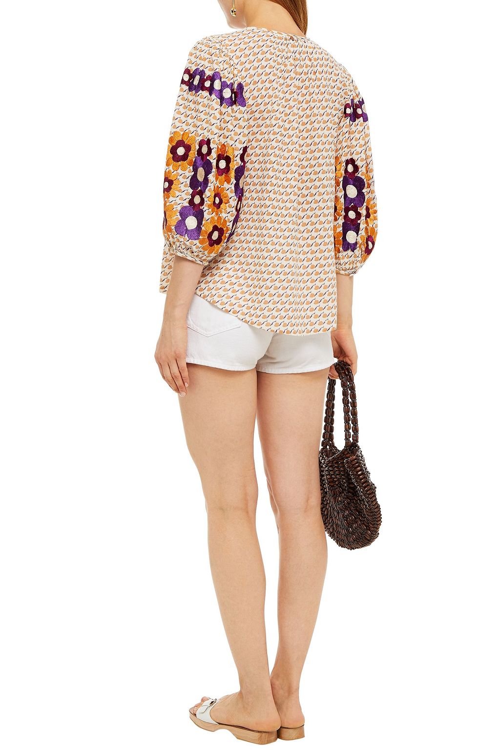 ANTIK BATIK Apoline embroidered printed cotton-gauze top