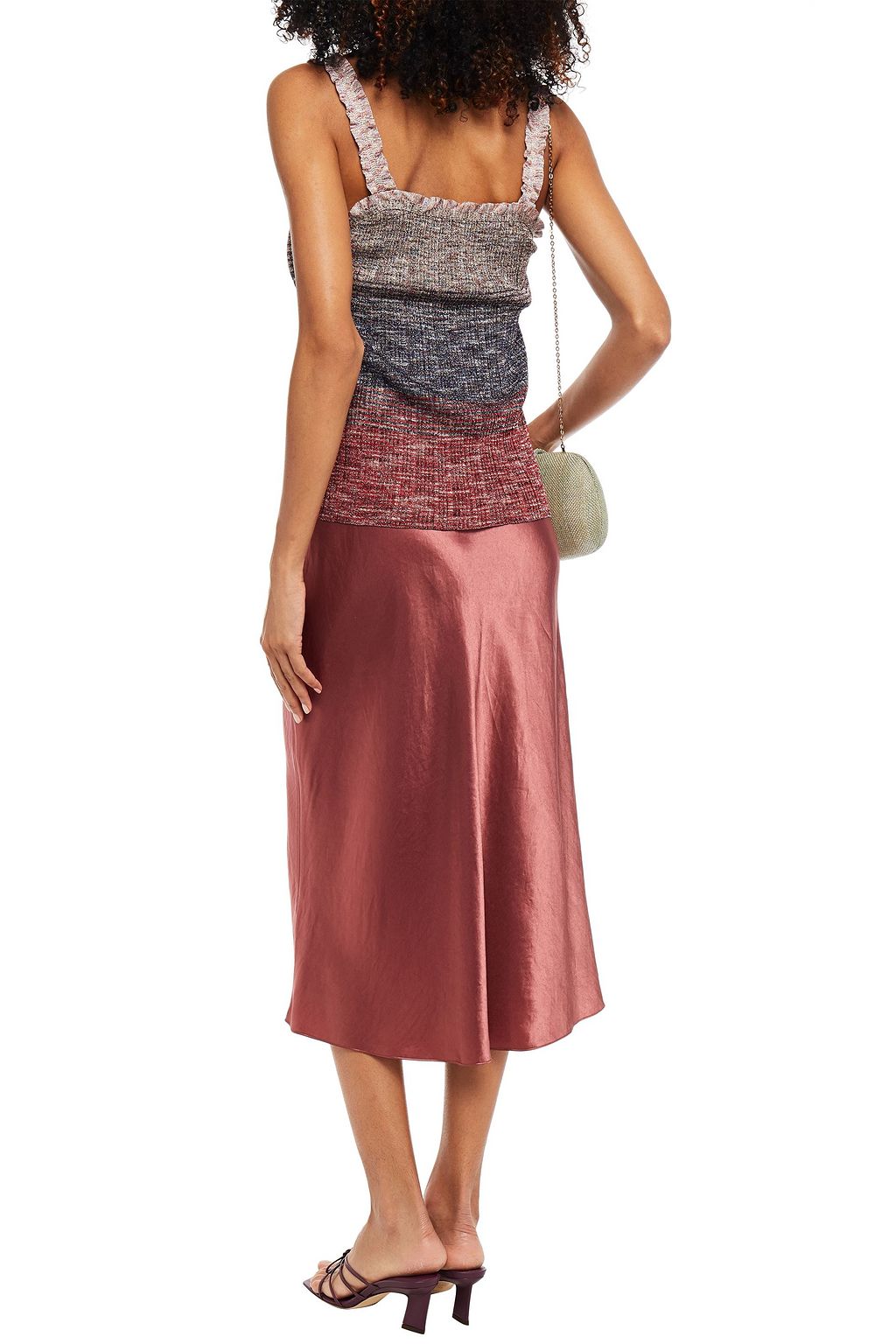 MISSONI Ruffle-trimmed metallic crochet-knit top