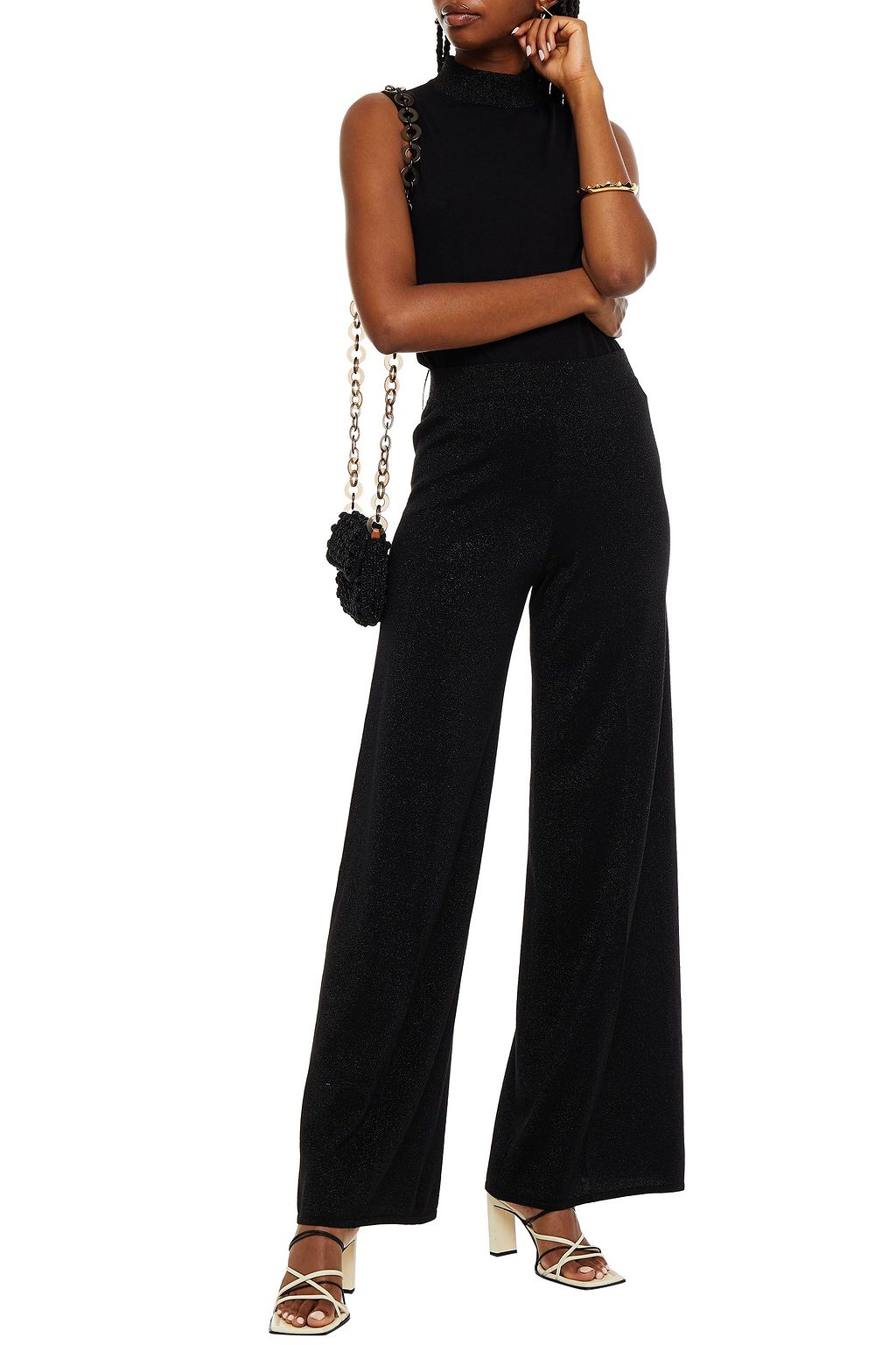 MISSONI Metallic wool-blend wide-leg pants