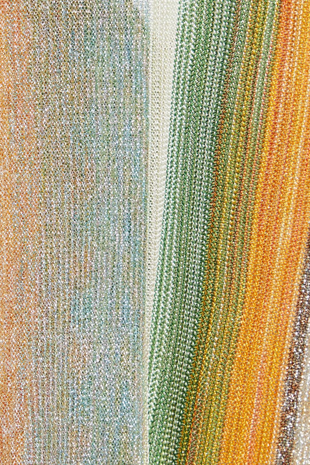 MISSONI Plissé metallic striped knitted turtleneck top