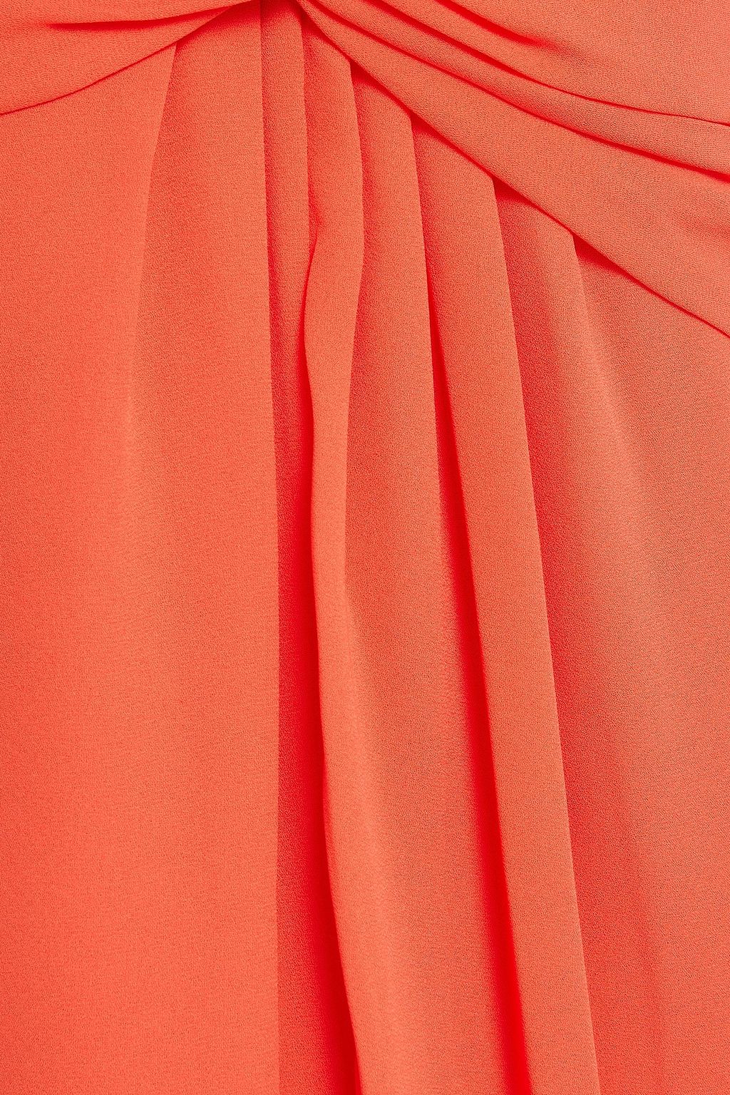 HALSTON Cape-effect twist-front crepe de chine mini dress