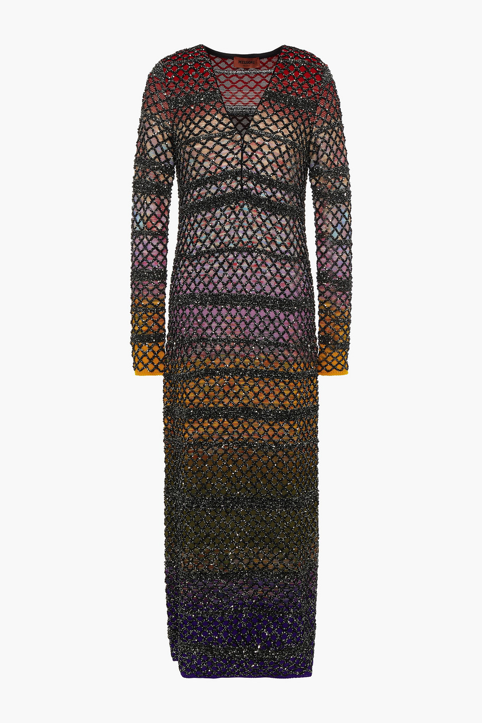 Missoni Woman Sequin-embellished Crochet-knit Silk-blend Midi Dress Black Size 38