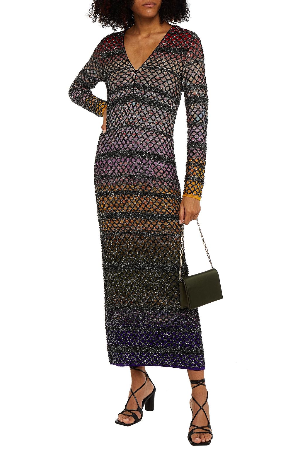MISSONI Sequin-embellished crochet-knit silk-blend midi dress