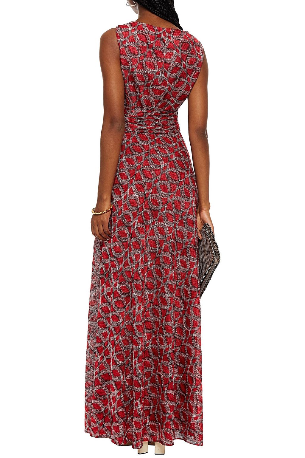 MISSONI Twisted metallic crochet-knit maxi dress