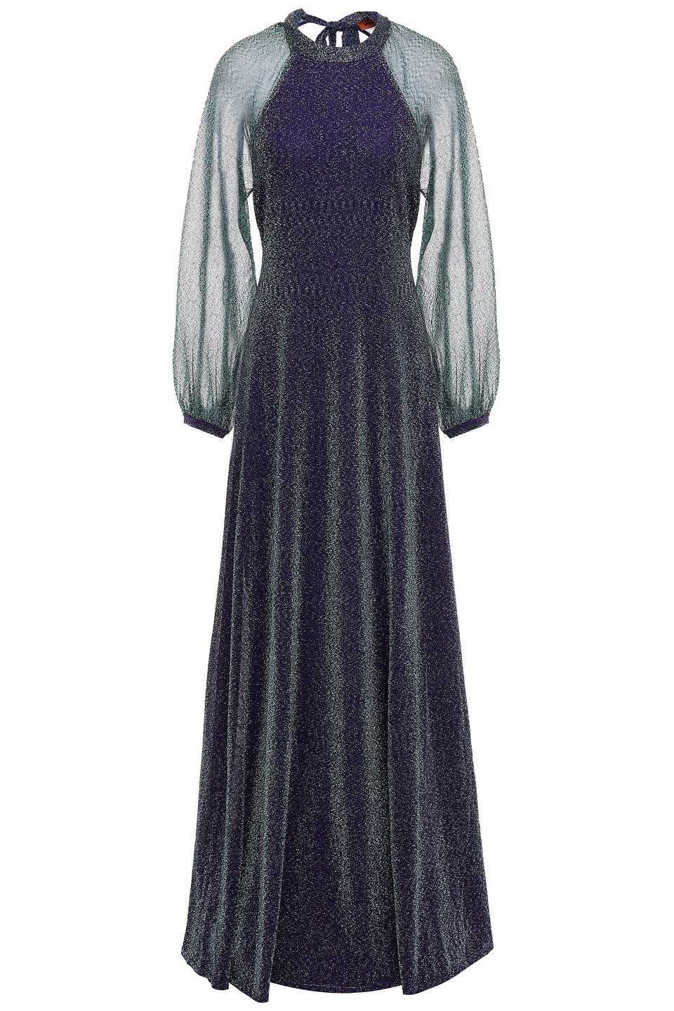 Missoni Woman Open-back Burnout-effect Metallic Crochet-knit Maxi Dress Emerald Size 42