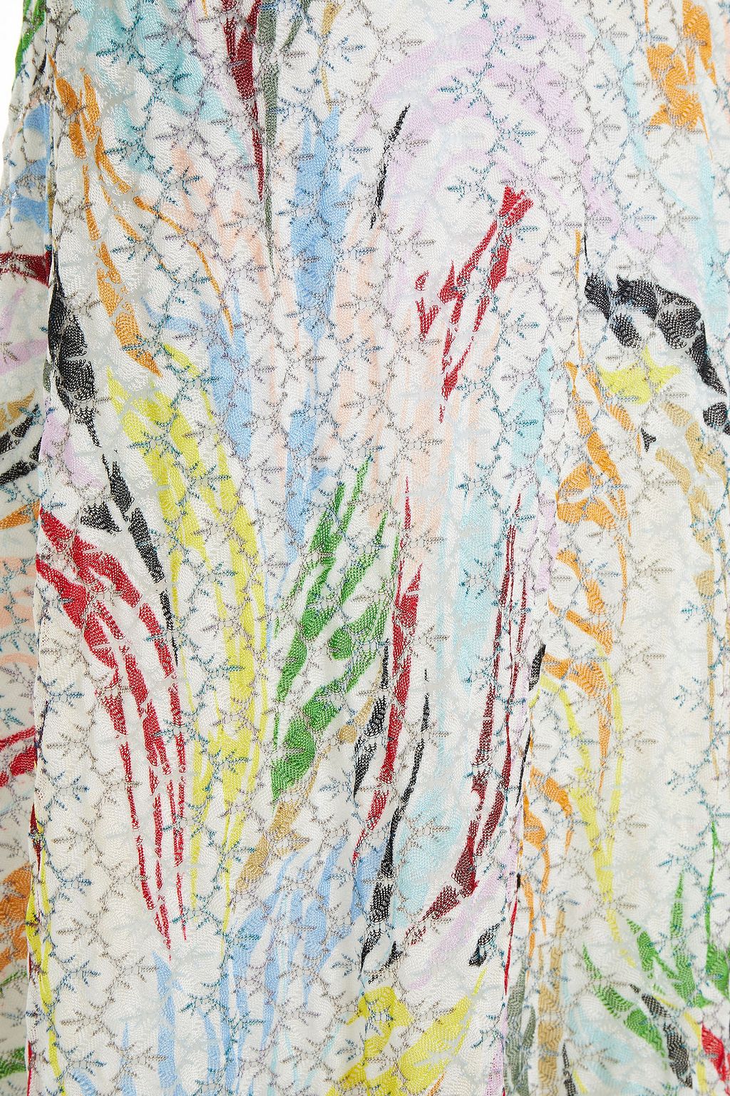 MISSONI Maxi-Strickkleid in Häkeloptik mit Metallic-Effekt und Print