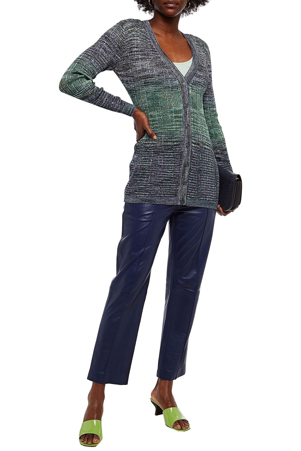 MISSONI Metallic ribbed intarsia-knit cardigan