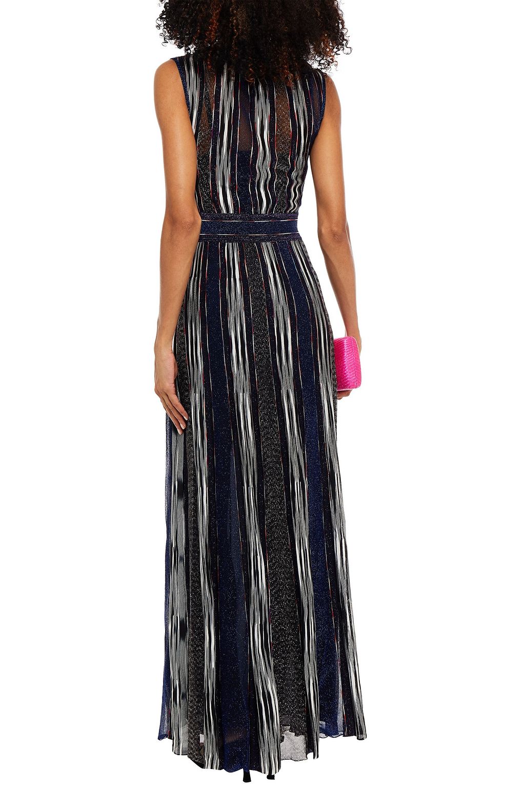 MISSONI Wrap-effect metallic crochet-knit maxi dress