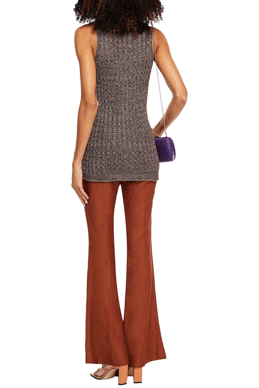 MISSONI Crochet knit-trimmed metallic cable-knit top