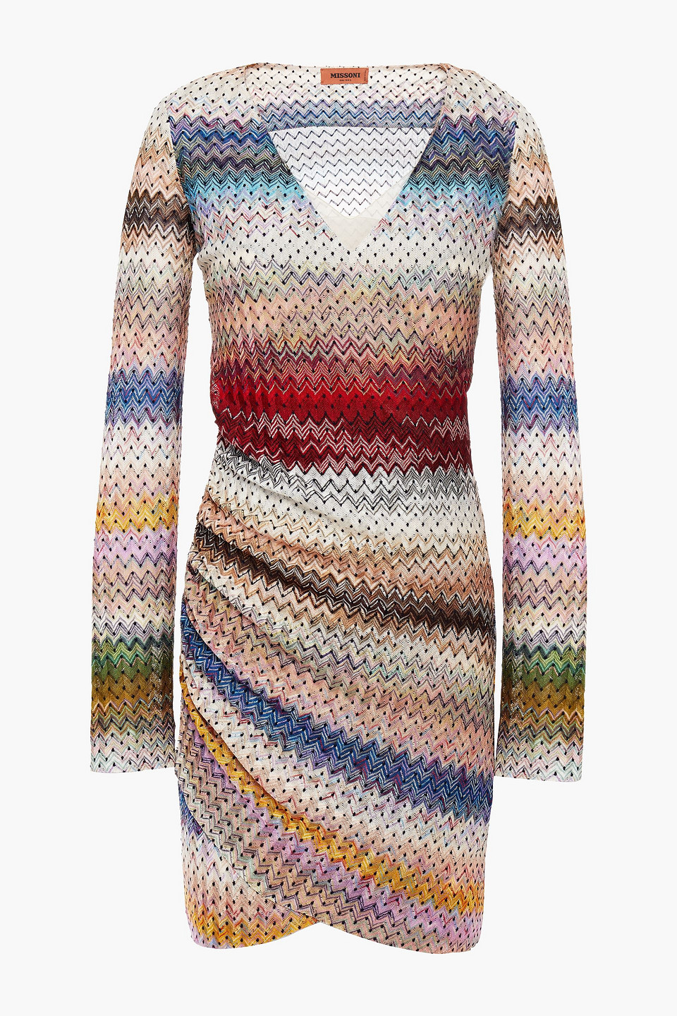 Missoni Woman Wrap-effect Crochet-knit Mini Dress Cream Size 44