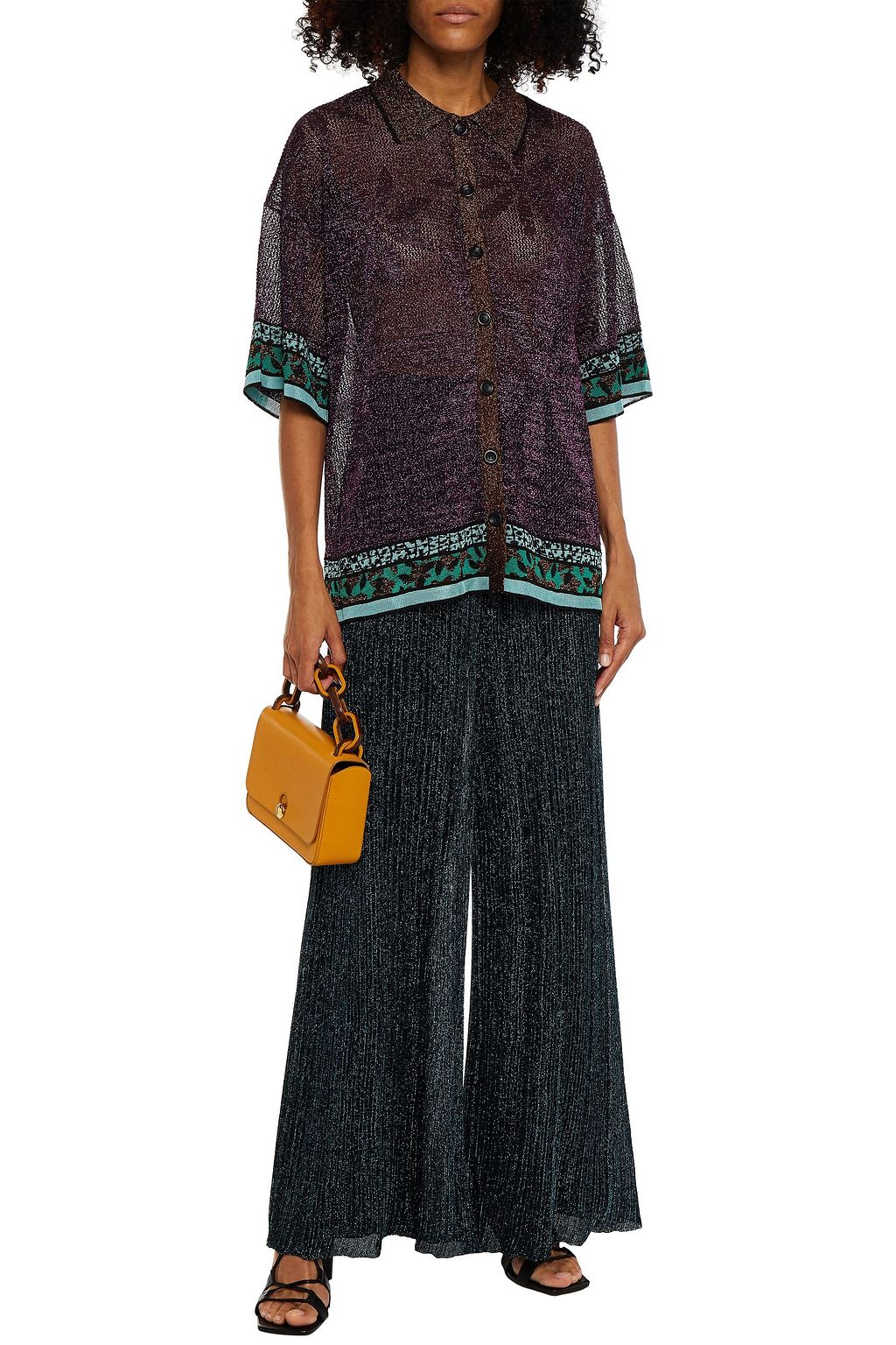 MISSONI Metallic crochet-knit wide-leg pants