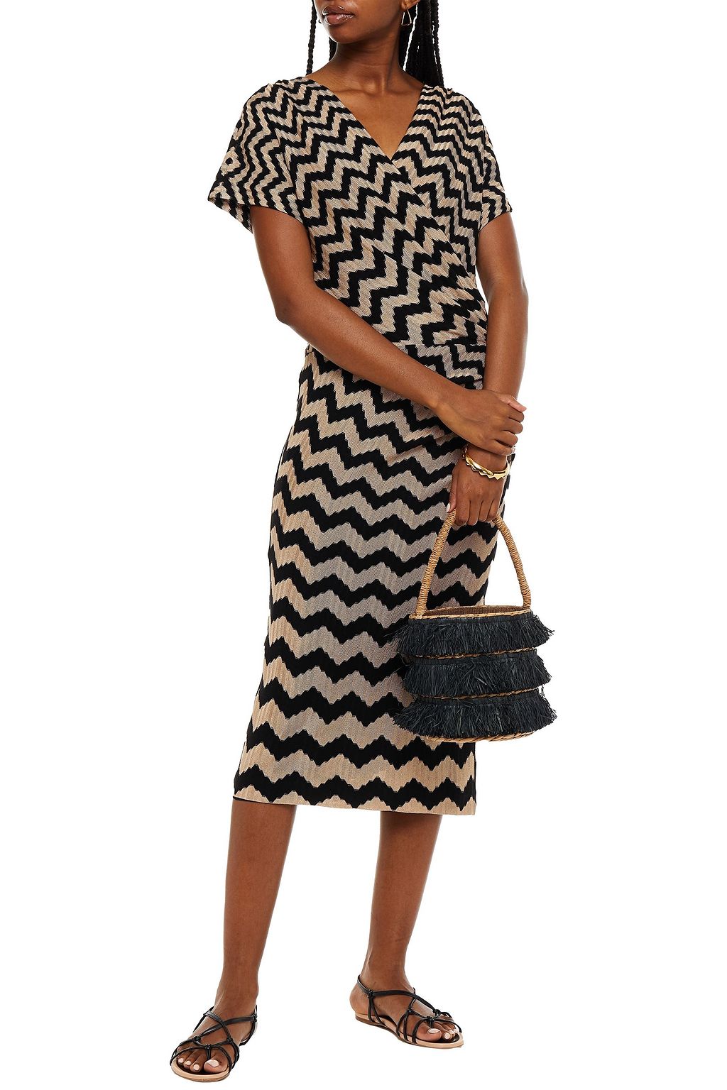 MISSONI Midikleid aus Häkelstrick mit Wickeleffekt