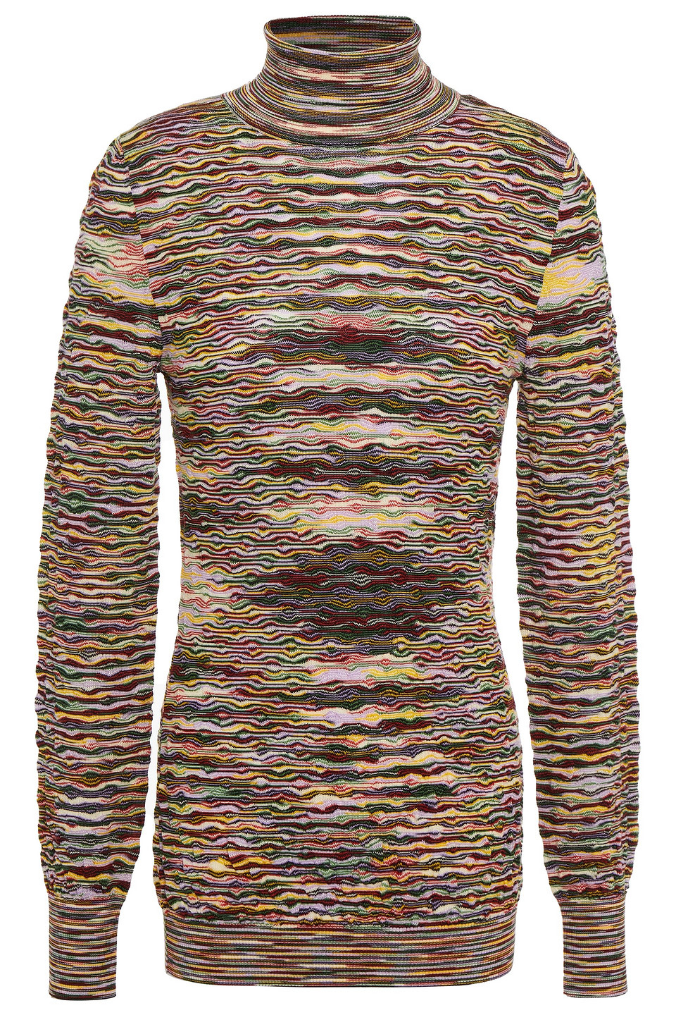 Missoni Woman Crochet-knit Wool Turtleneck Sweater Green Size 42