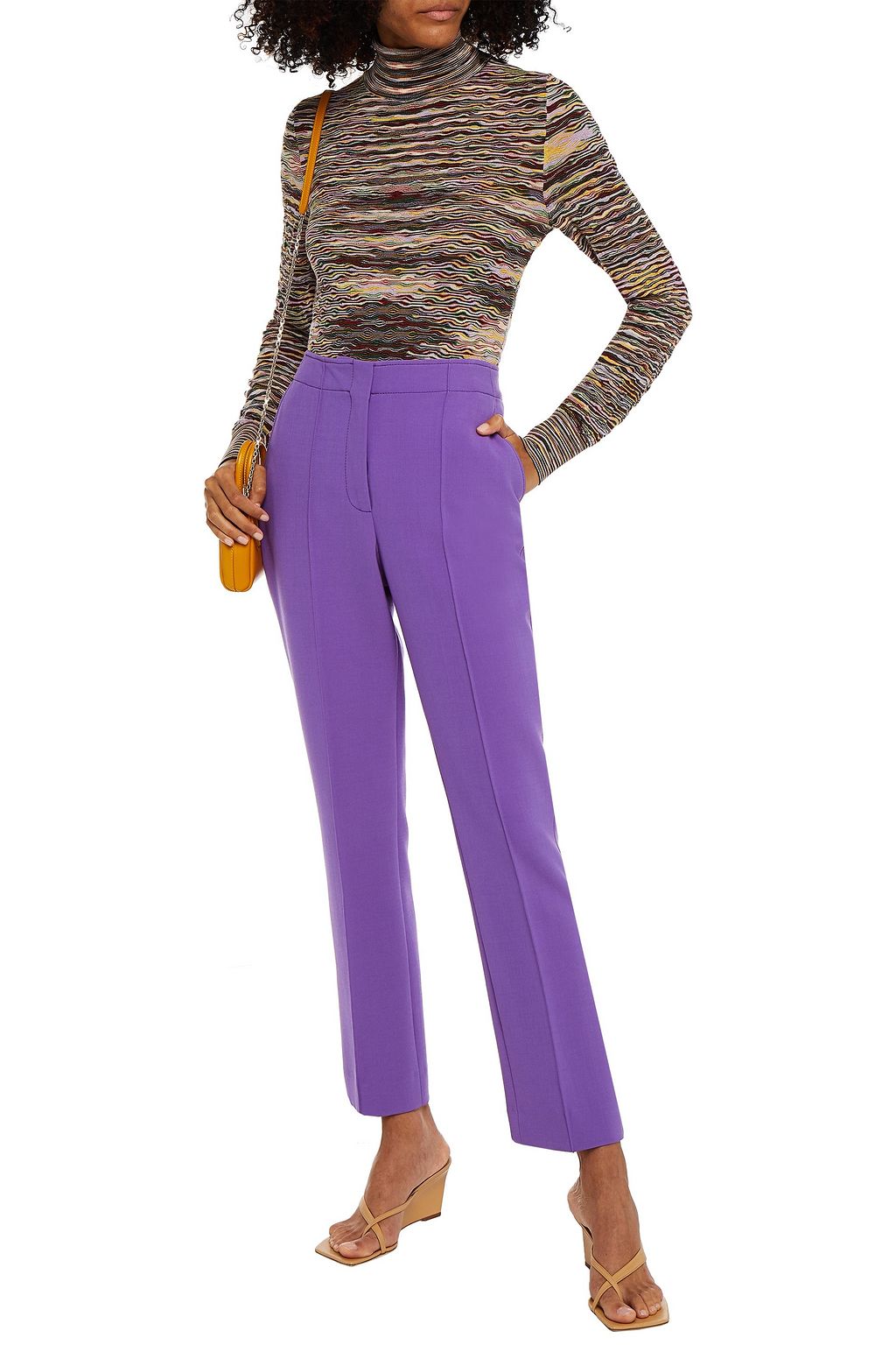 MISSONI Crochet-knit wool turtleneck sweater