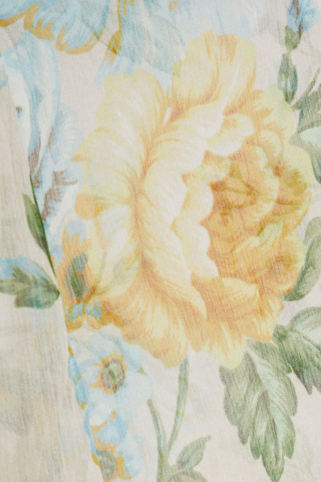 ZIMMERMANN Pussy-bow ruffle-trimmed floral-print silk-crepon blouse