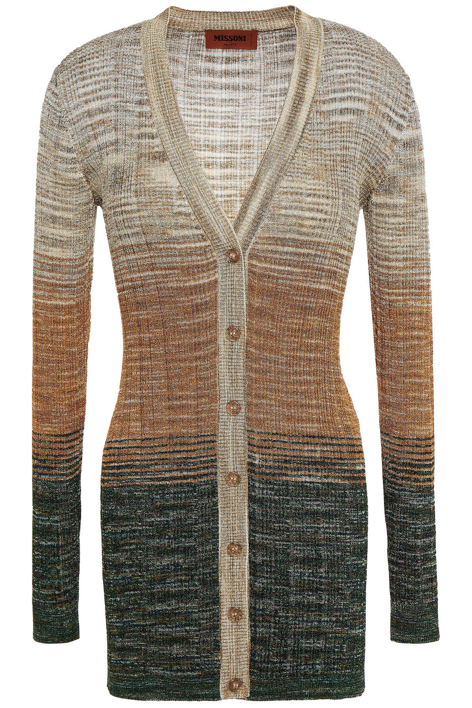 Missoni Woman Dégradé Metallic Crochet-knit Cardigan Emerald Size 42
