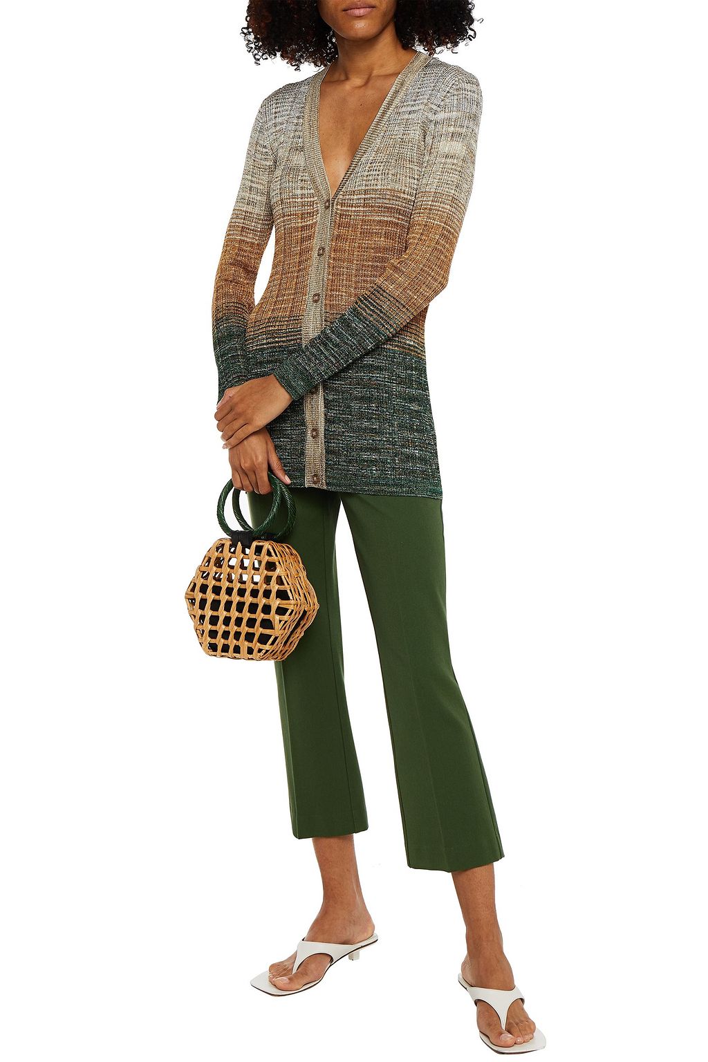 MISSONI Metallic ribbed intarsia-knit cardigan