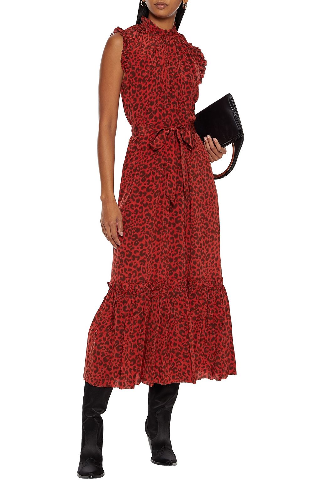 ZIMMERMANN Belted leopard-print silk crepe de chine midi dress