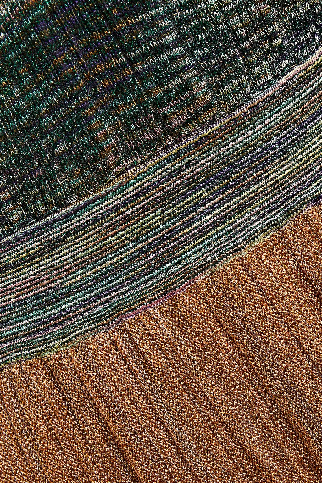 MISSONI Color-block metallic crochet-knit maxi dress