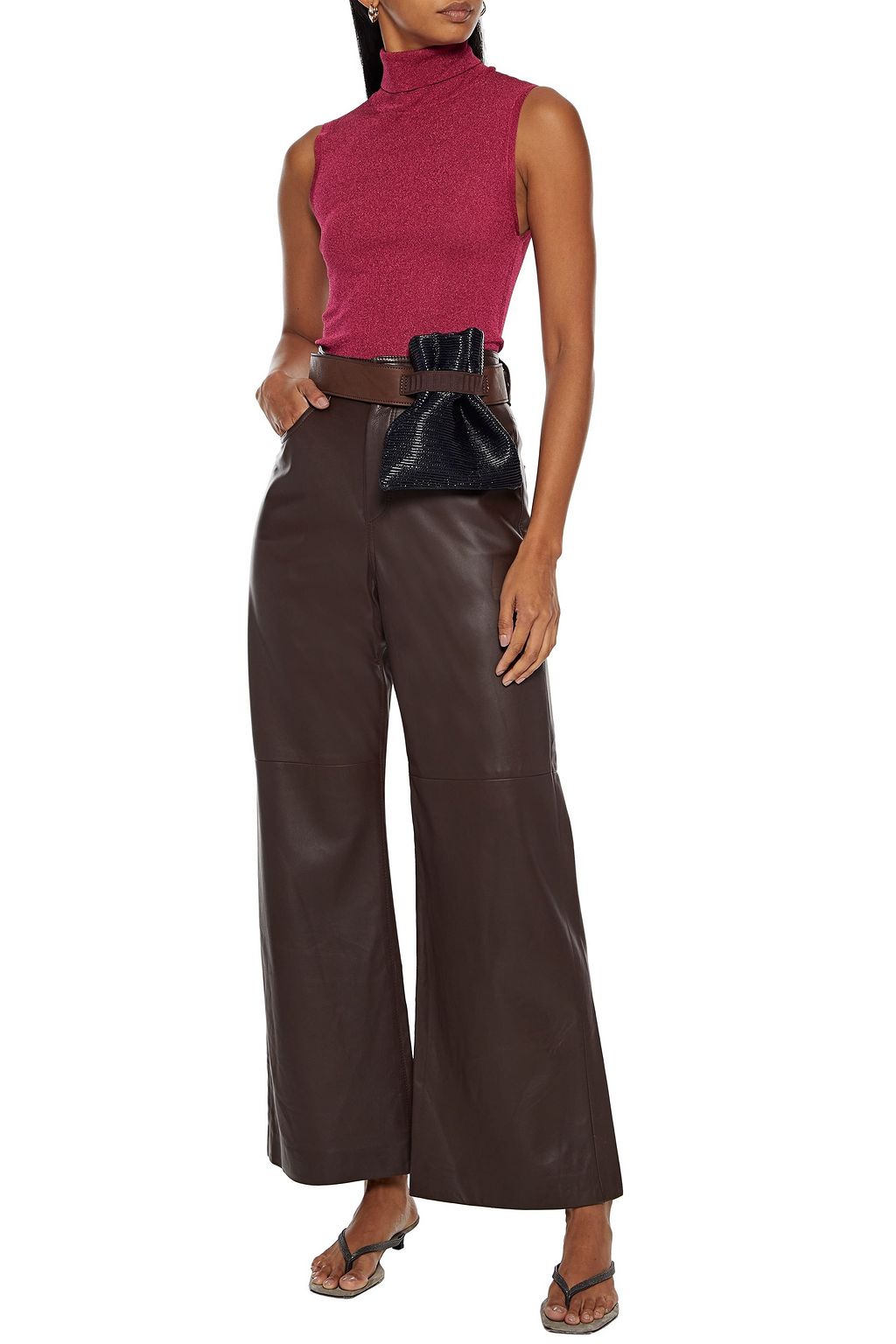 BRUNELLO CUCINELLI Metallic knitted turtleneck top