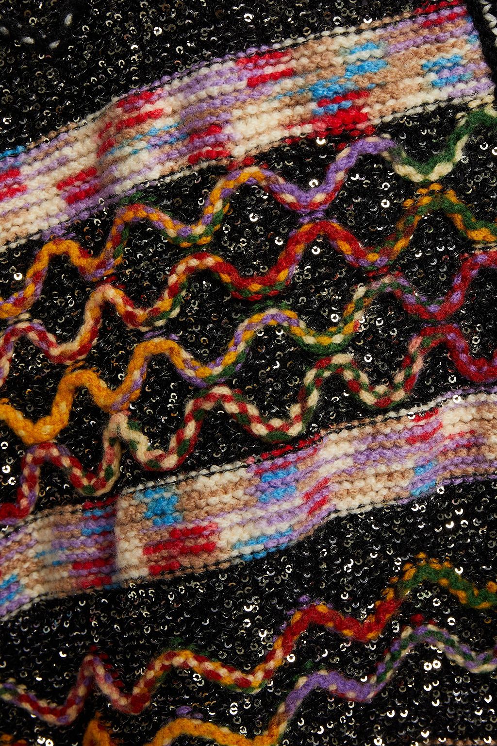 MISSONI Belted sequin-embellished metallic crochet-knit cardigan