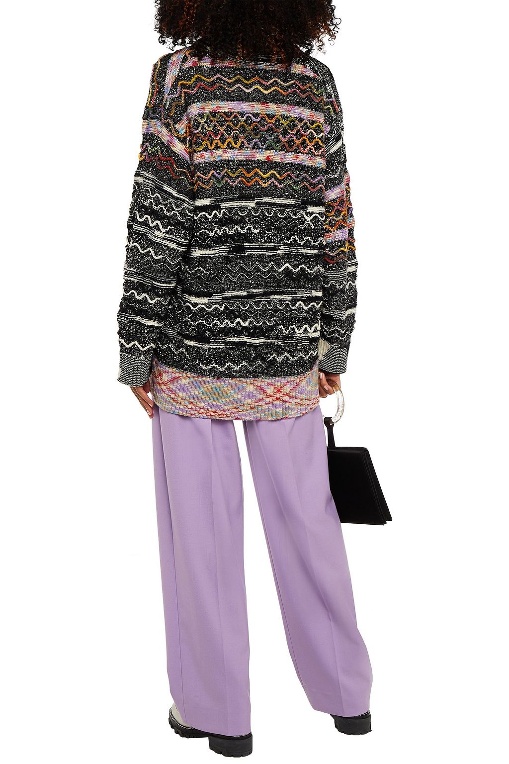 MISSONI Belted sequin-embellished metallic crochet-knit cardigan
