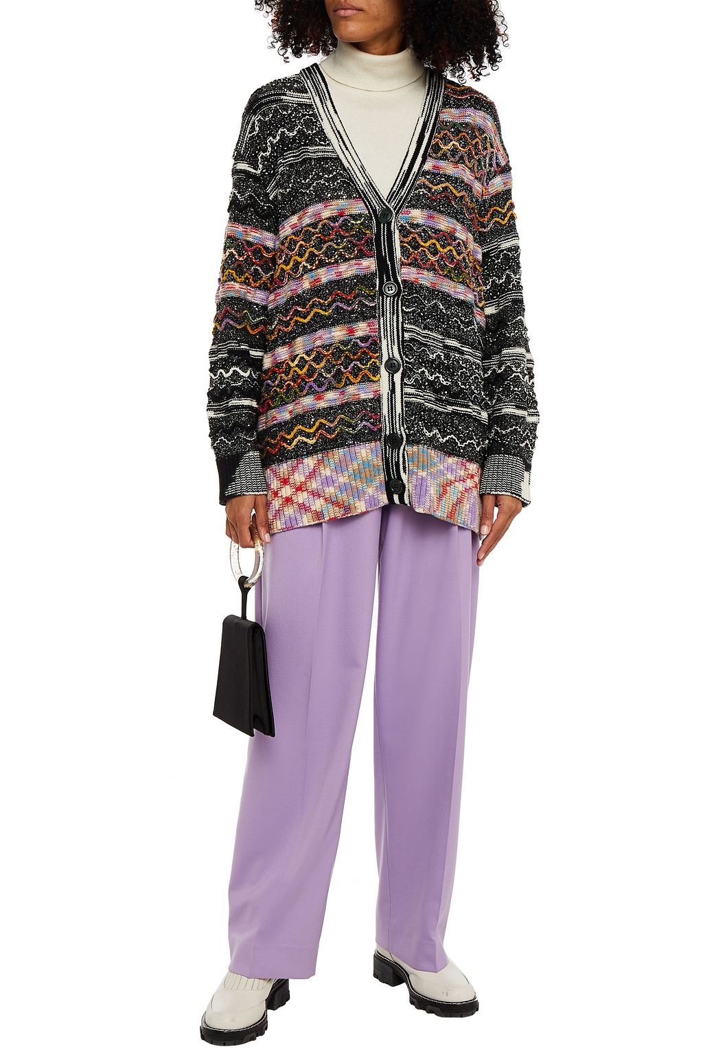 MISSONI Belted sequin-embellished metallic crochet-knit cardigan