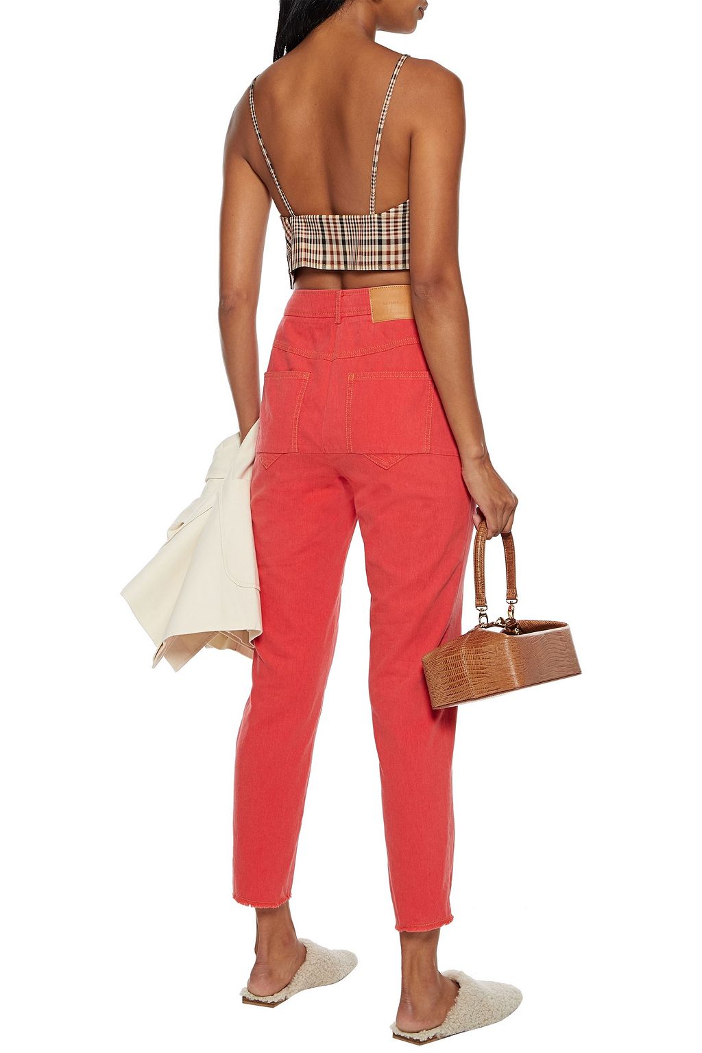 REJINA PYO Elise cropped linen-blend slim-leg pants