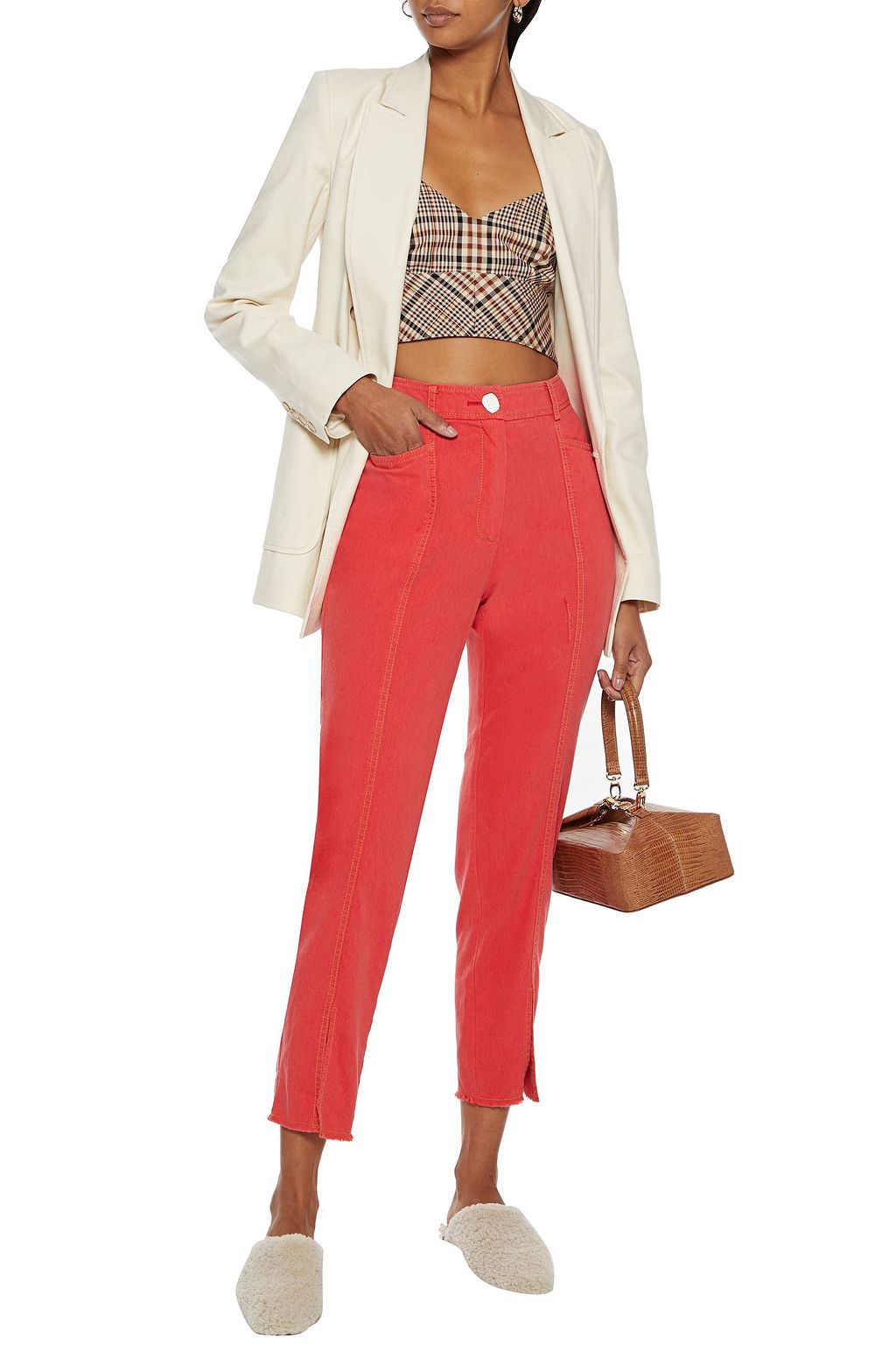 REJINA PYO Elise cropped linen-blend slim-leg pants