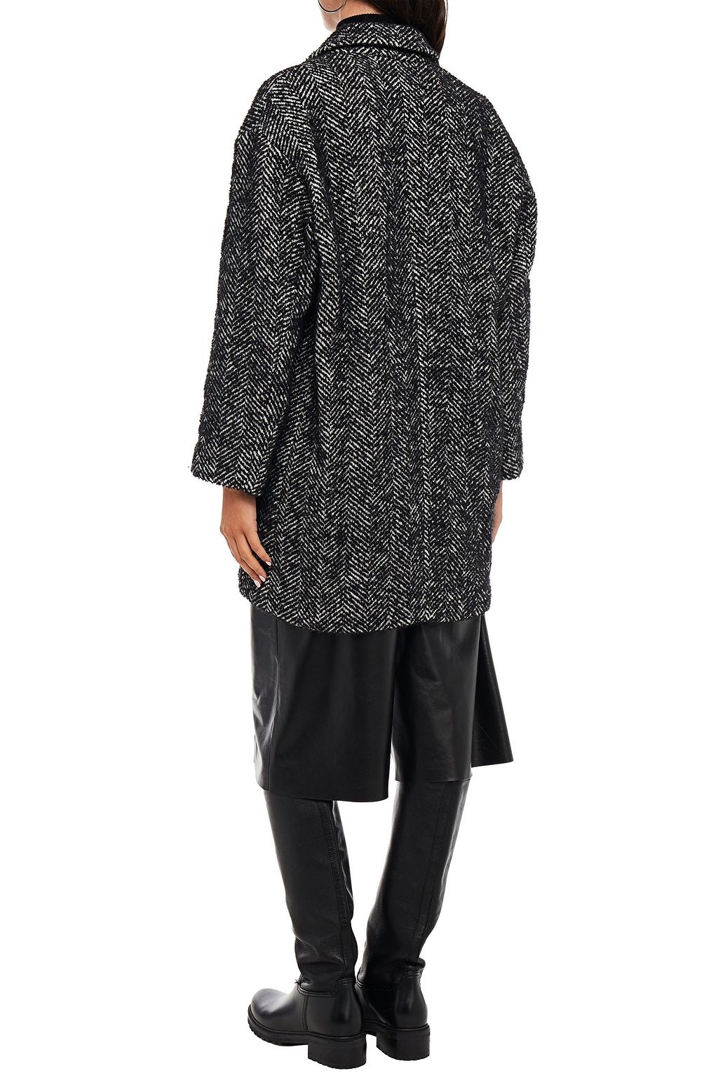 AMERICAN VINTAGE Manteau herringbone wool-blend bouclé-tweed coat