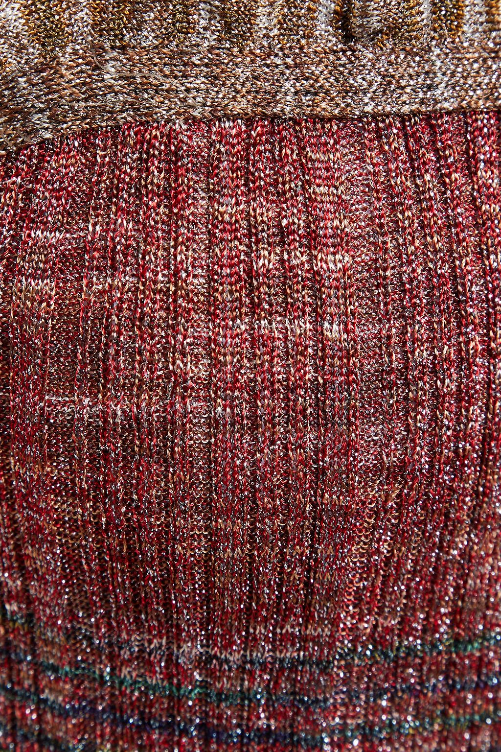 MISSONI Ruffle-trimmed metallic crochet-knit top