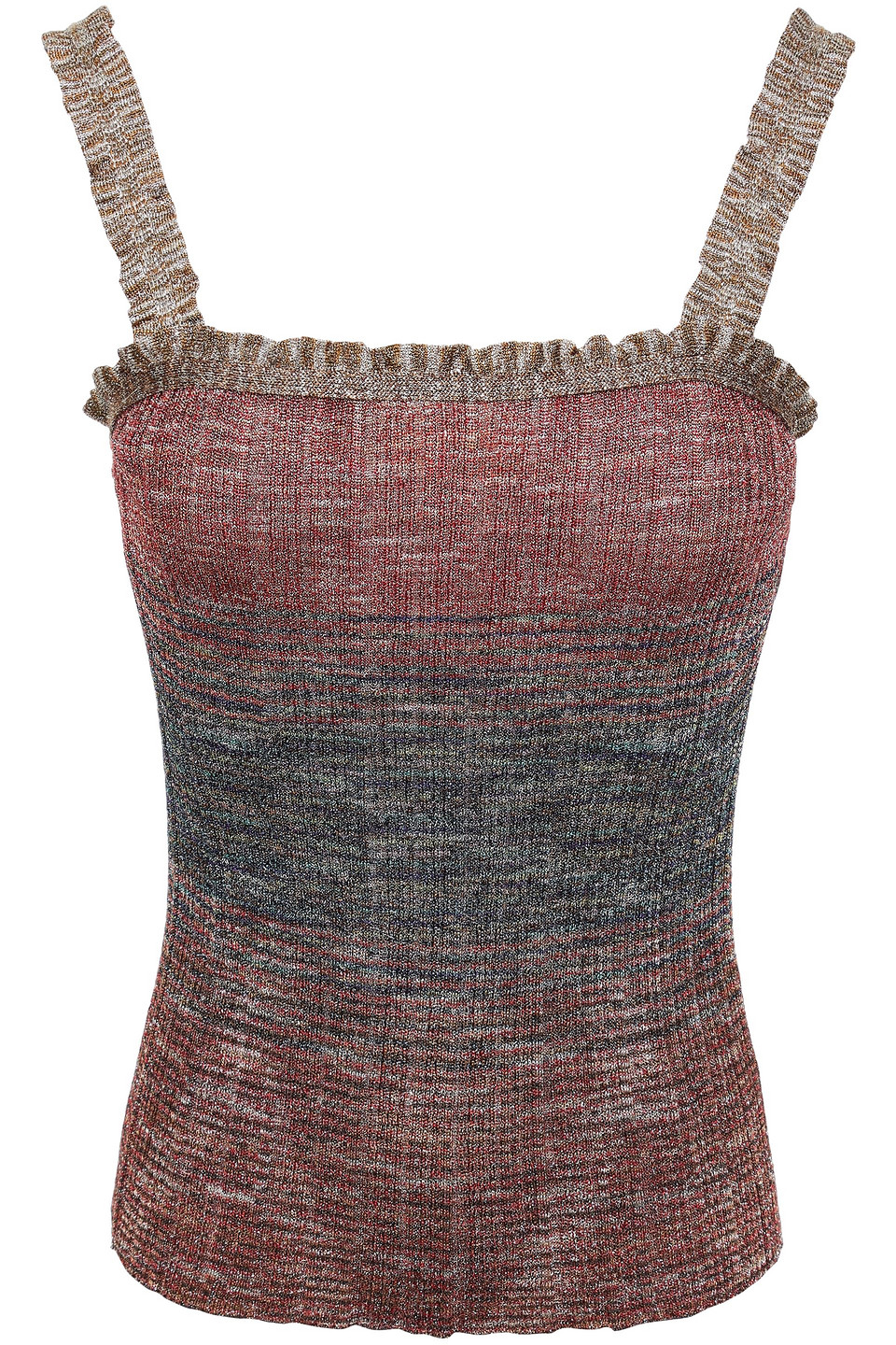 Missoni Woman Ruffle-trimmed Metallic Crochet-knit Top Claret Size 38