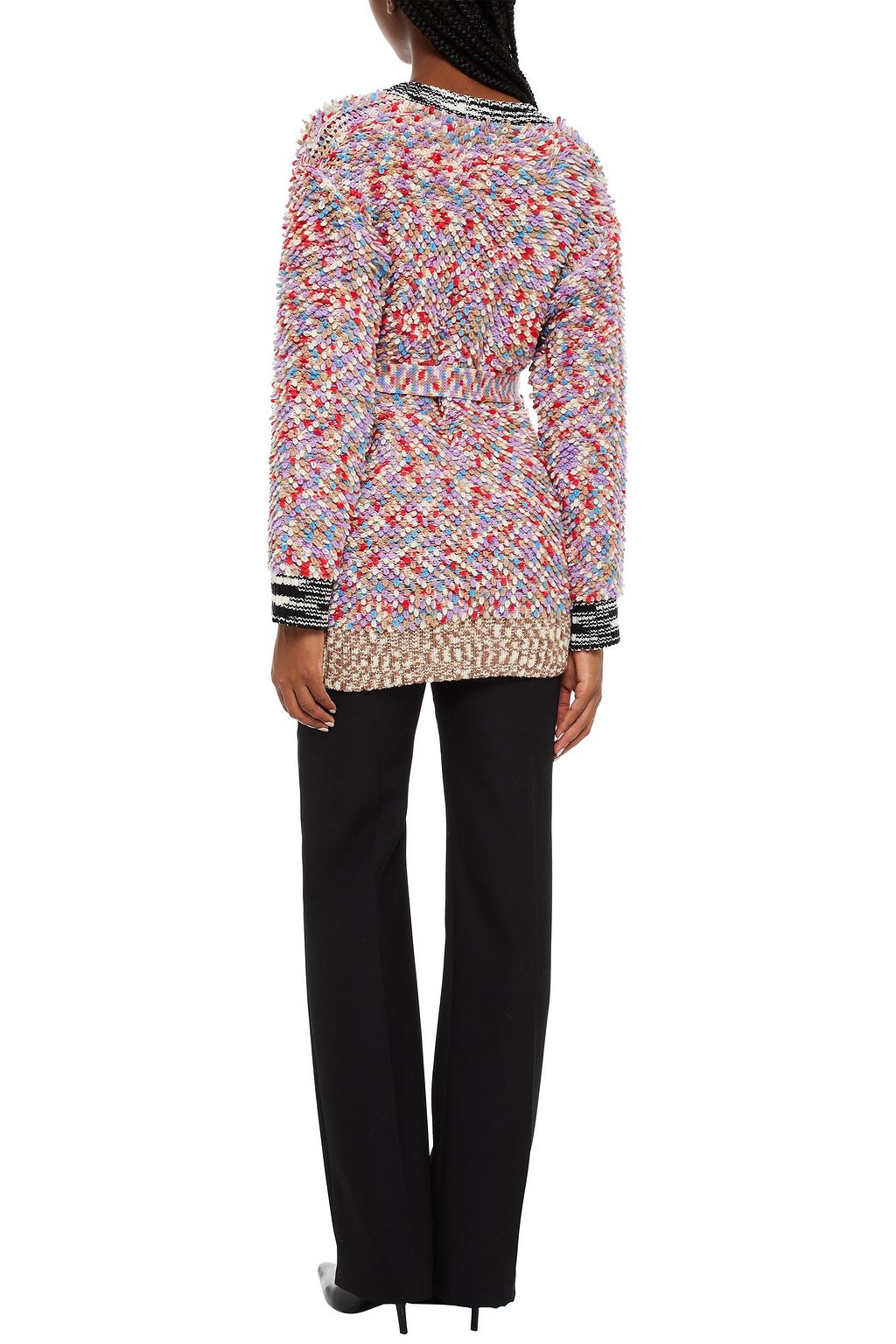 MISSONI Belted bouclé-knit wool-blend cardigan