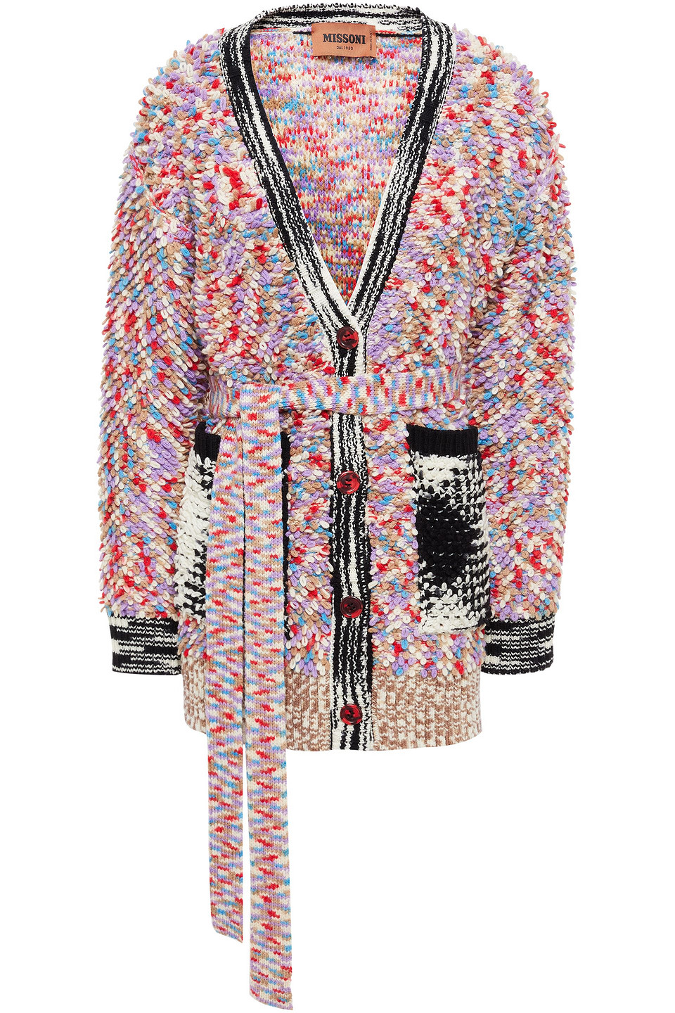 Missoni Woman Belted Bouclé-knit Wool-blend Cardigan Beige Size 36