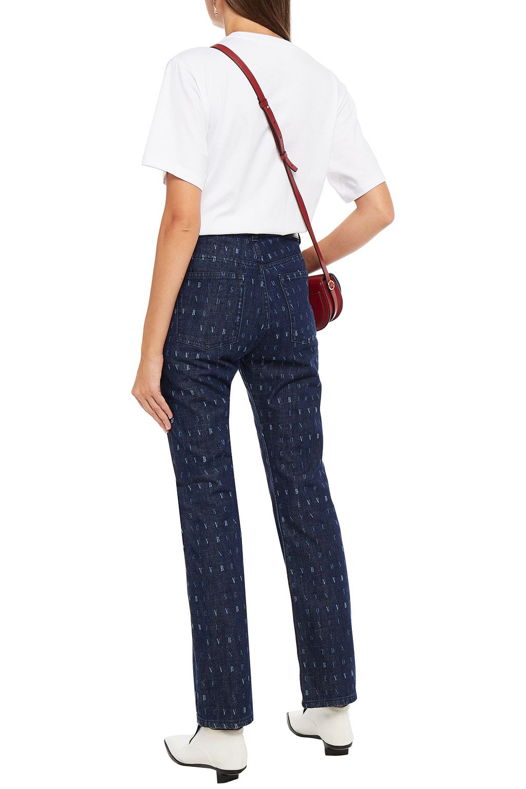 VICTORIA, VICTORIA BECKHAM Printed high-rise straight-leg jeans