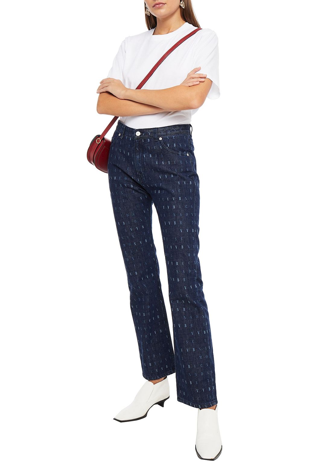 VICTORIA, VICTORIA BECKHAM Printed high-rise straight-leg jeans