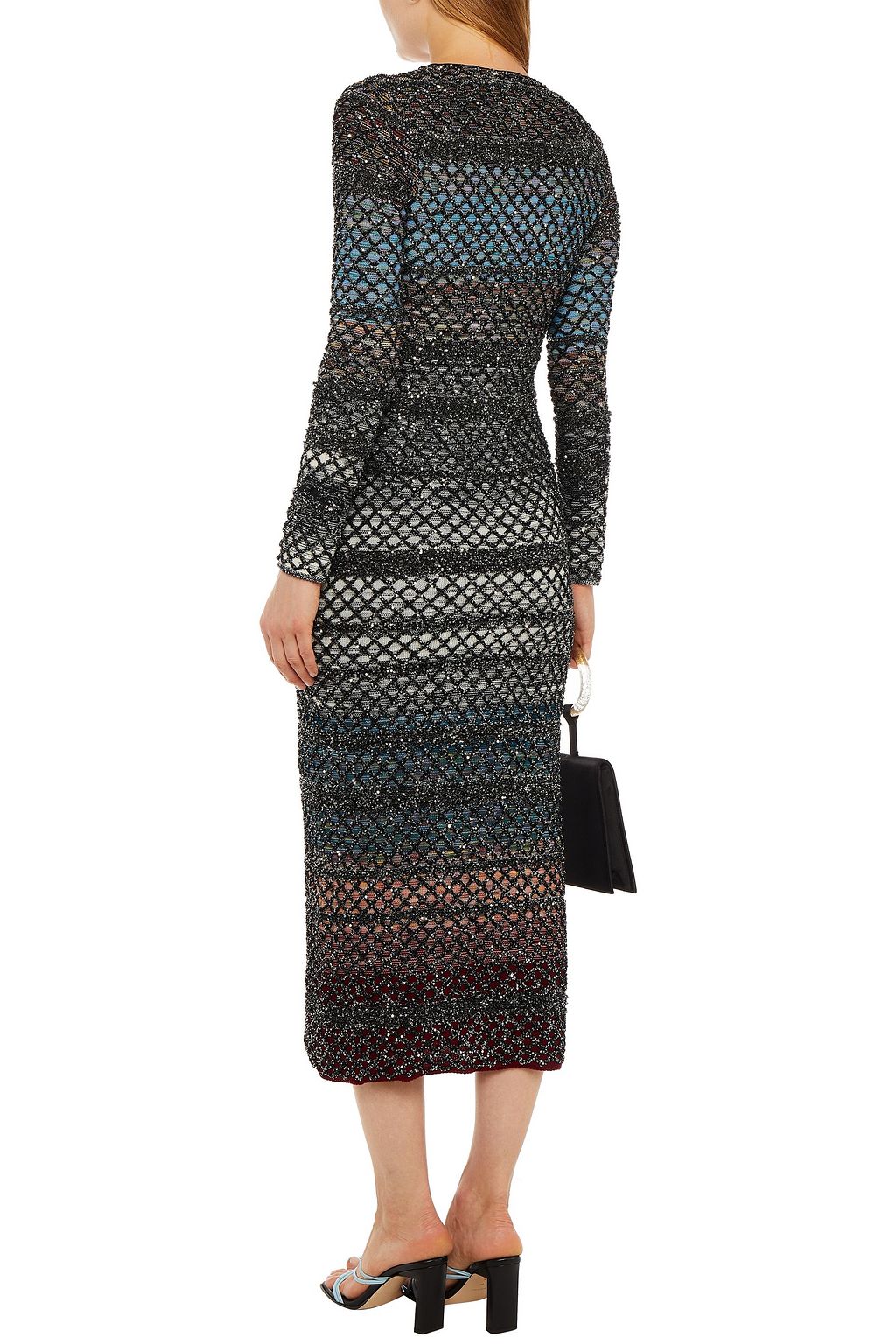 MISSONI Sequin-embellished crochet-knit silk-blend midi dress
