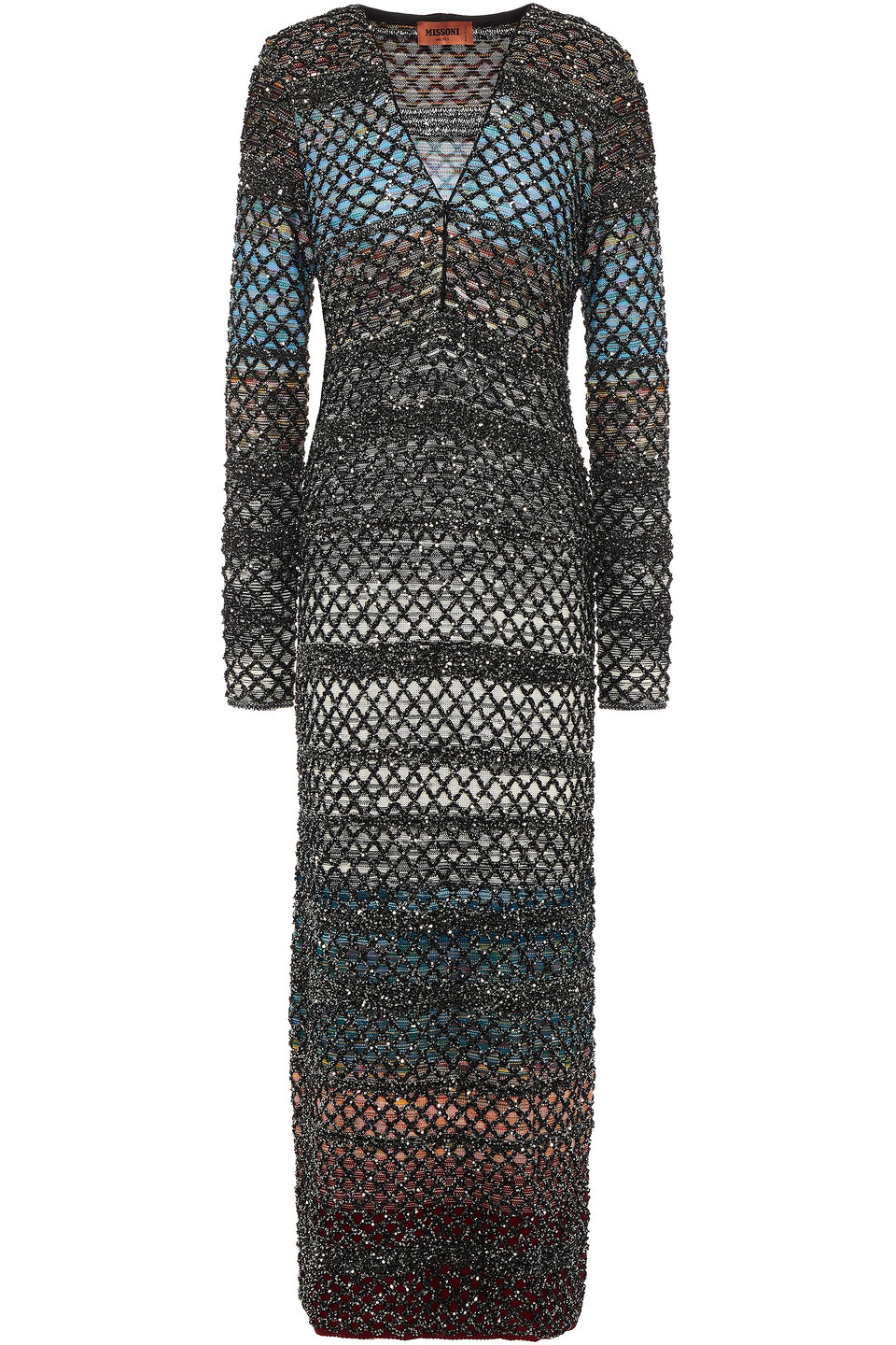 Missoni Woman Sequin-embellished Crochet-knit Silk-blend Midi Dress Light Blue Size 40