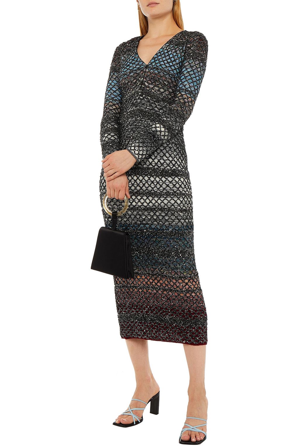 MISSONI Sequin-embellished crochet-knit silk-blend midi dress