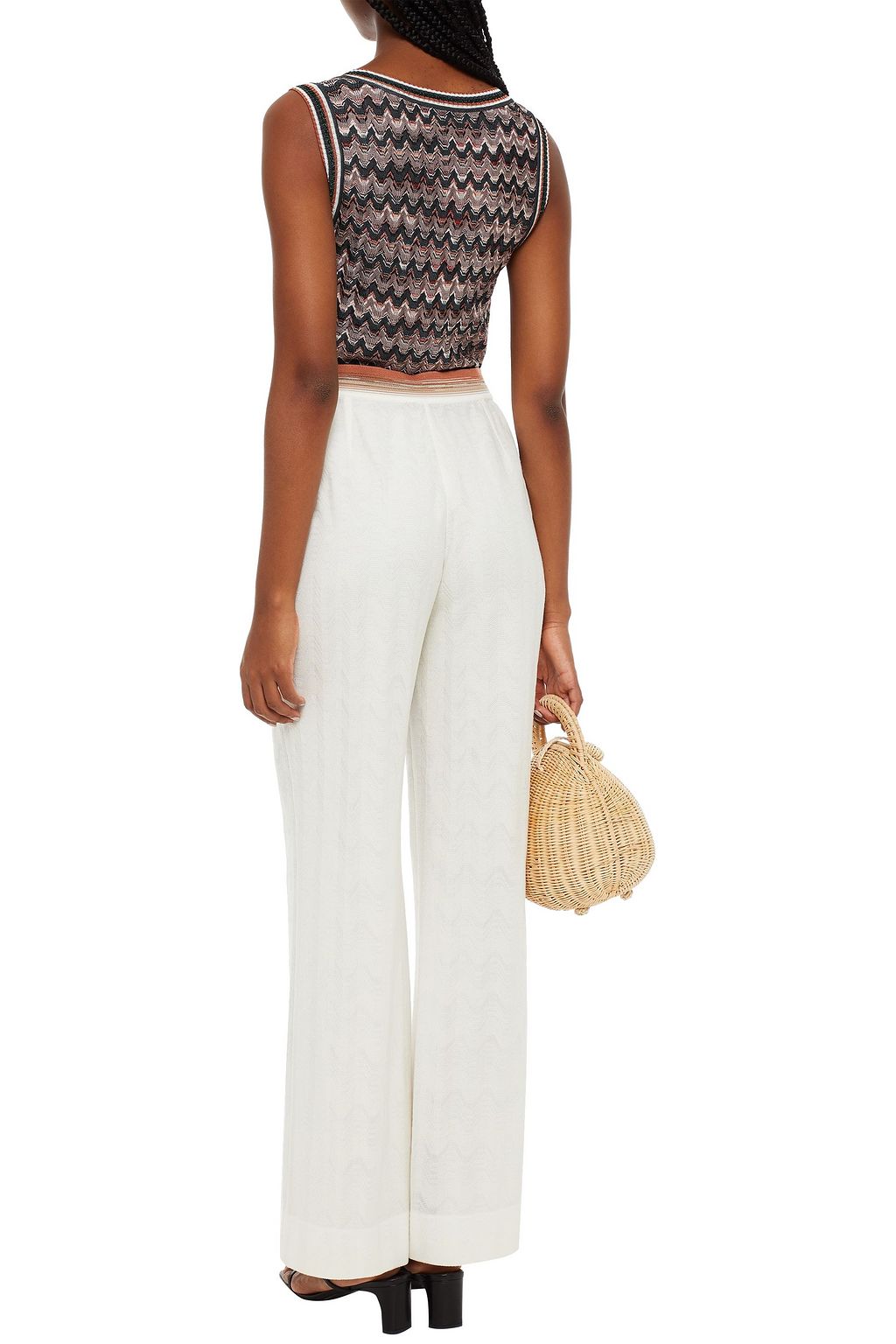 MISSONI Metallic-trimmed crochet-knit top