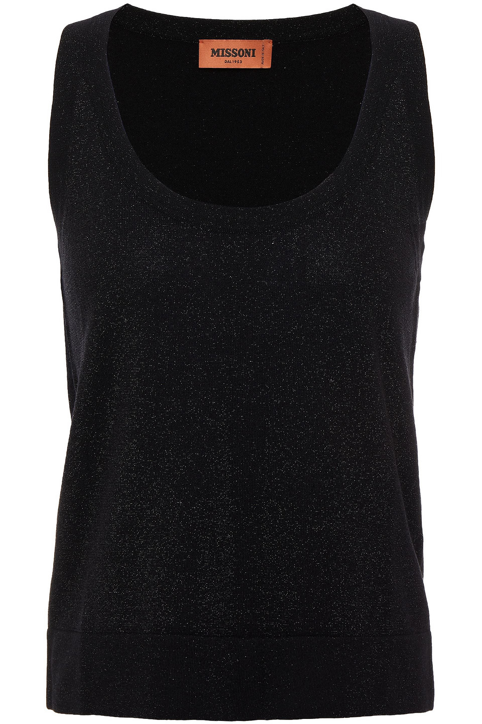 Missoni Woman Metallic Crochet-knit Tank Black Size 46