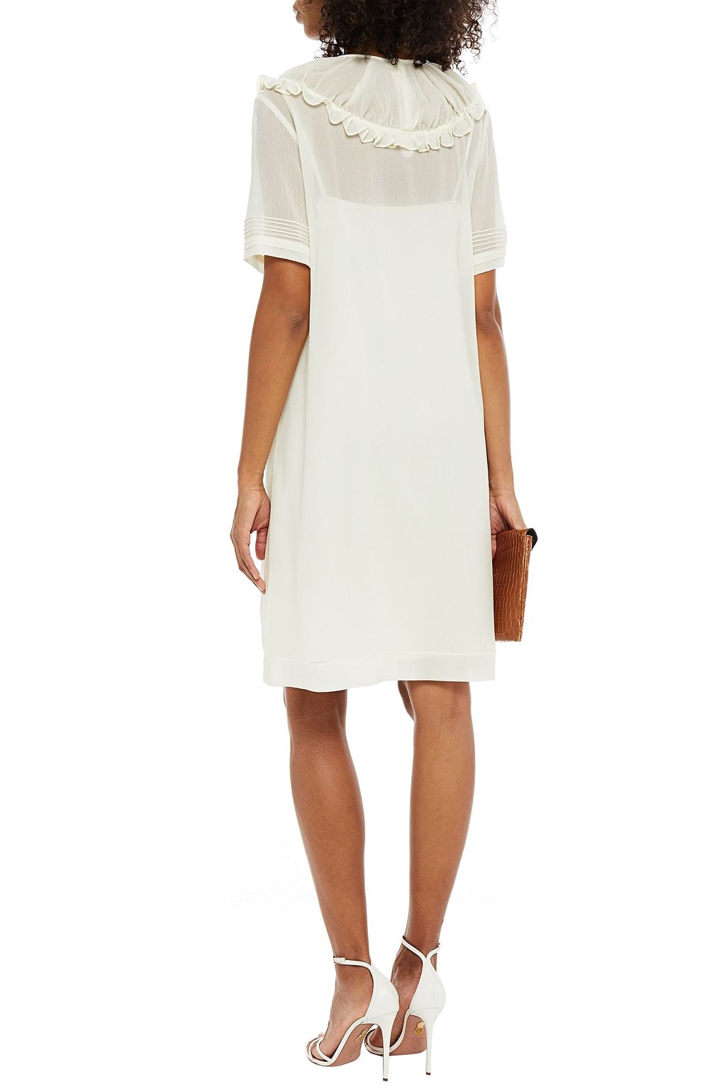 VICTORIA, VICTORIA BECKHAM Ruffle-trimmed gathered crepon dress